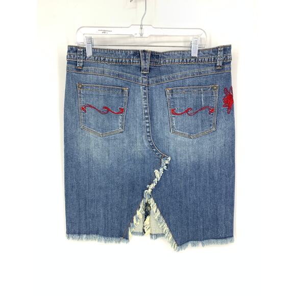 Vintage Y2K Candies Denim Skirt Junior Sz 13 Embroidered Embellished - Picture 4 of 4